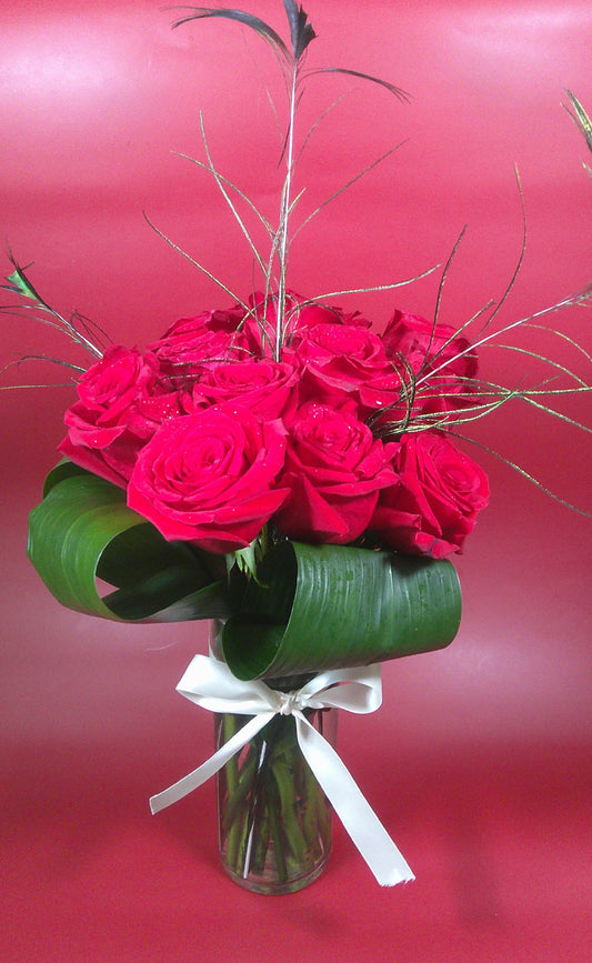 Dozen Red Rose arrangement