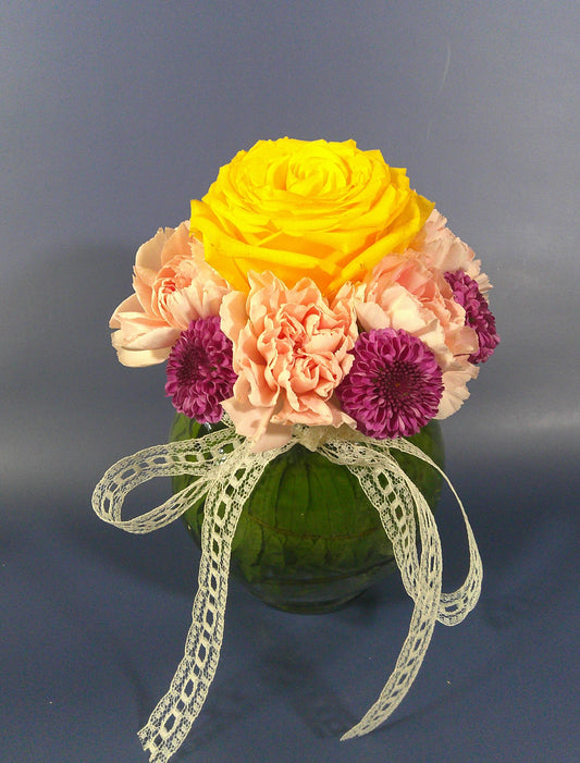Carnation and Single Rose Arrangement